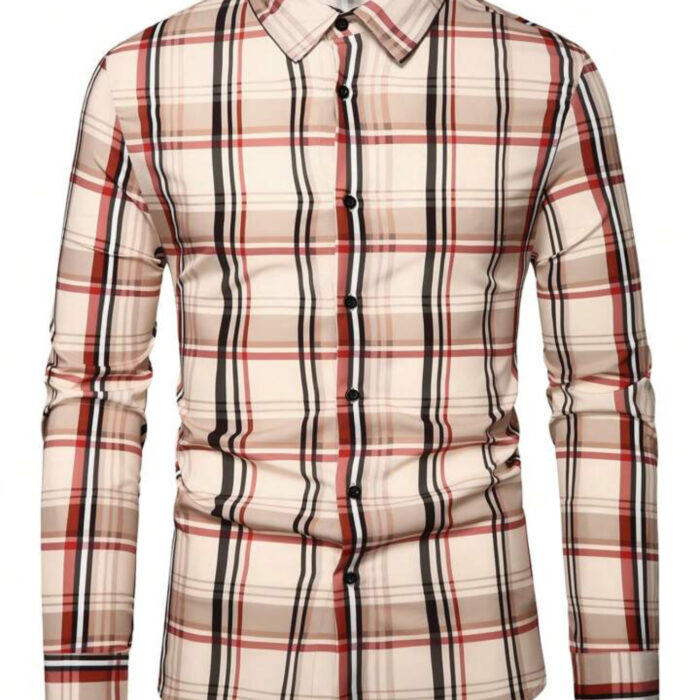 Men’s Plaid Long Sleeve Shirt – Classic Autumn Style