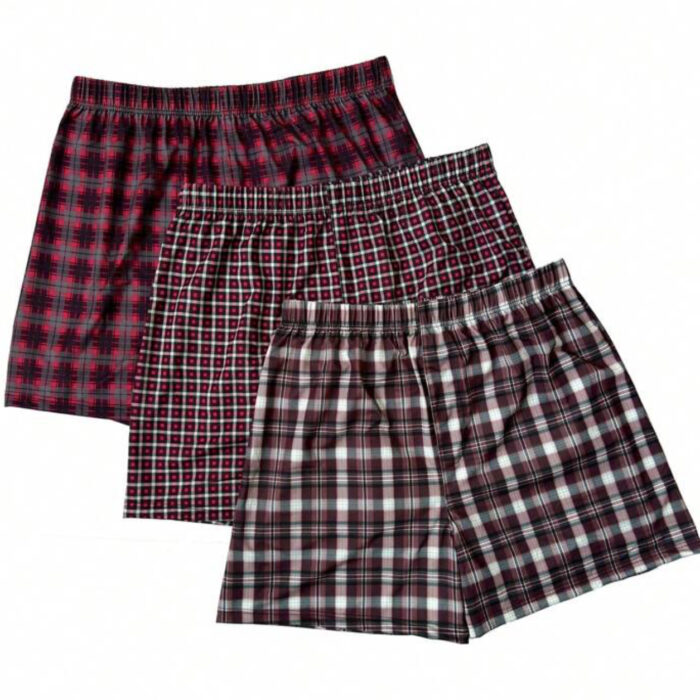 Men’s 3-Pack Plaid Boxers – Soft, Breathable & Comfortable Fit